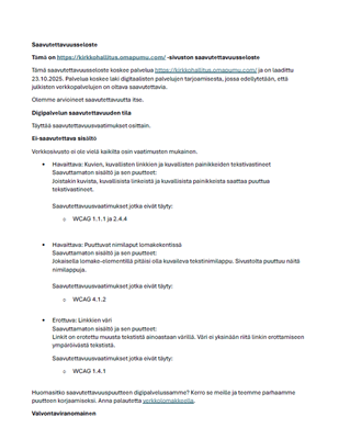 Saavutettavuusseloste